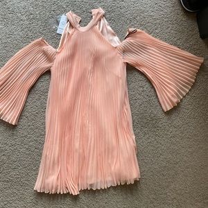 Peach flowy pleated dress